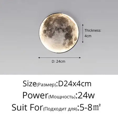 Modern Moon 3D Mural Wall Lamp Realistic LED Light Home Accessories Bedroom, Living Room Ceiling Lamp with Remote Control Decor