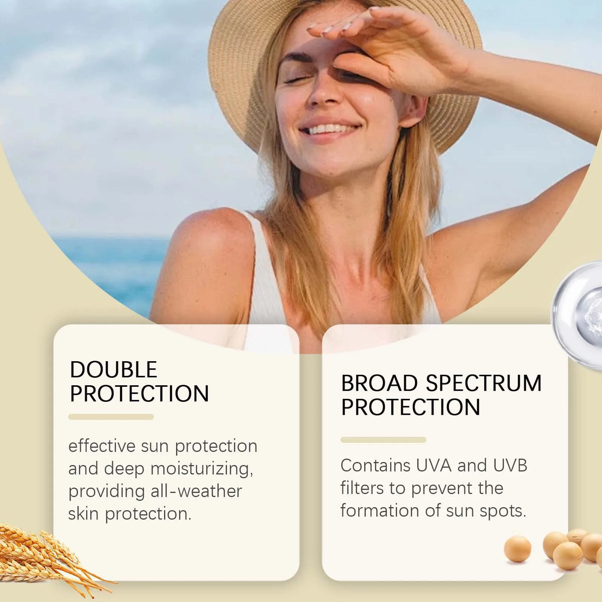 SPF 50+ Mild Moisturizing Sunscreen Soothe Cool Sunblock UVA/UVB Brighten Anti Oxidate Sun Prevent Sunburn Moisturize Sunscreen