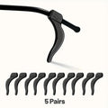 5pairs Silicone Anti-Slip Ear Hooks Women Men Antiskid Glasses Leg Ear Sleeve Anti-Fall Eyewear Holder Accessories Black