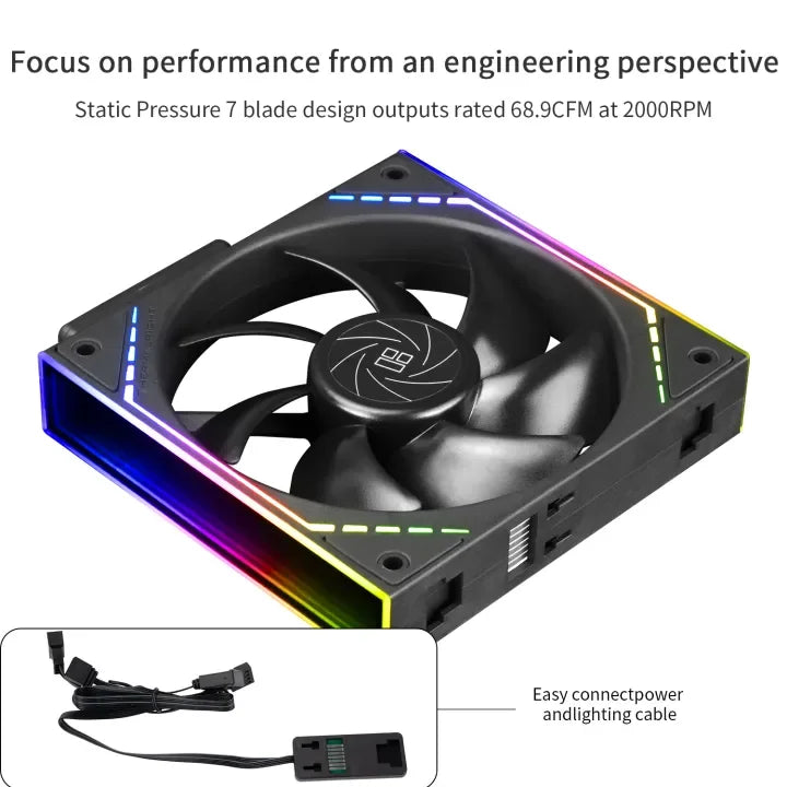 Thermalright TL-M12Q X3 120mm PC Case Cooling Fans, Daisy-Chain | 2000RPM | High Airflow | ARGB | Dual Infinity Mirrors Lighting