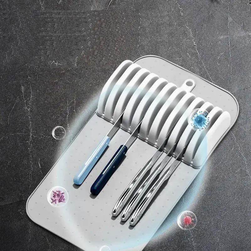Premium Knife Holder Organizer – Soft-Grip, Non-Slip Knife Mat with 5 or 11 Slots for Kitchen Drawer Storage