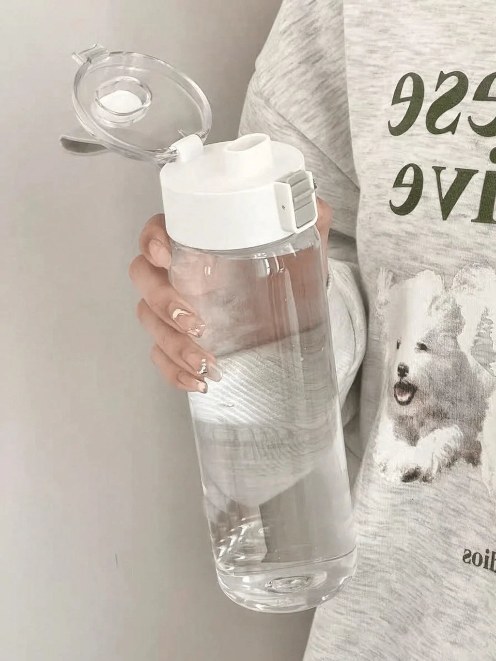 Portable Plastic Water Bottle Sports Fitness Large Capacity Transparent Cup with Tea Compartment Outdoor Anti-drop Water Bottle