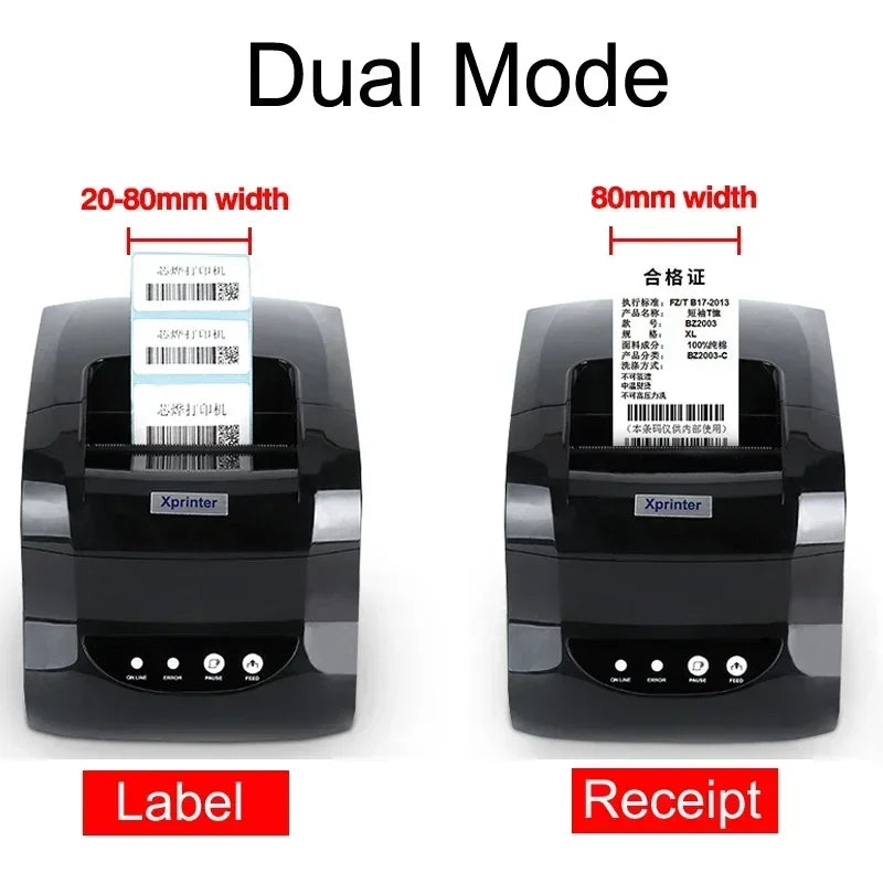 Xprinter 365B Label Printer Thermal Barcode Receipt Printer Sticker Printer 20-80mm Paper in Supermaket For Windows/Linux