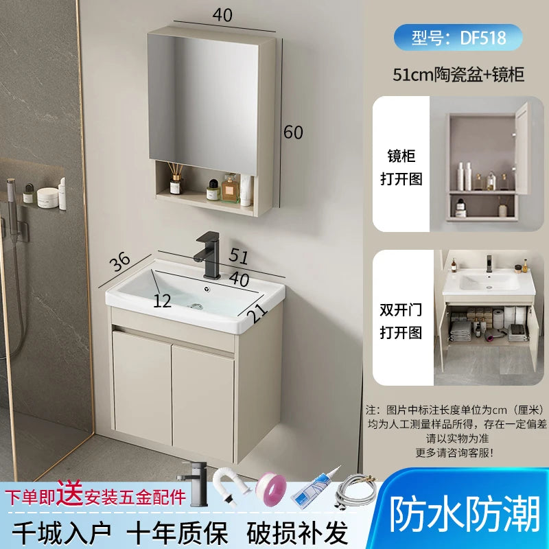 Wall Basin Bathroom Cabinet Set Sink Mirrors Shelves Bathroom Cabinets Storage Organizer Mobile Bagno House Accessories