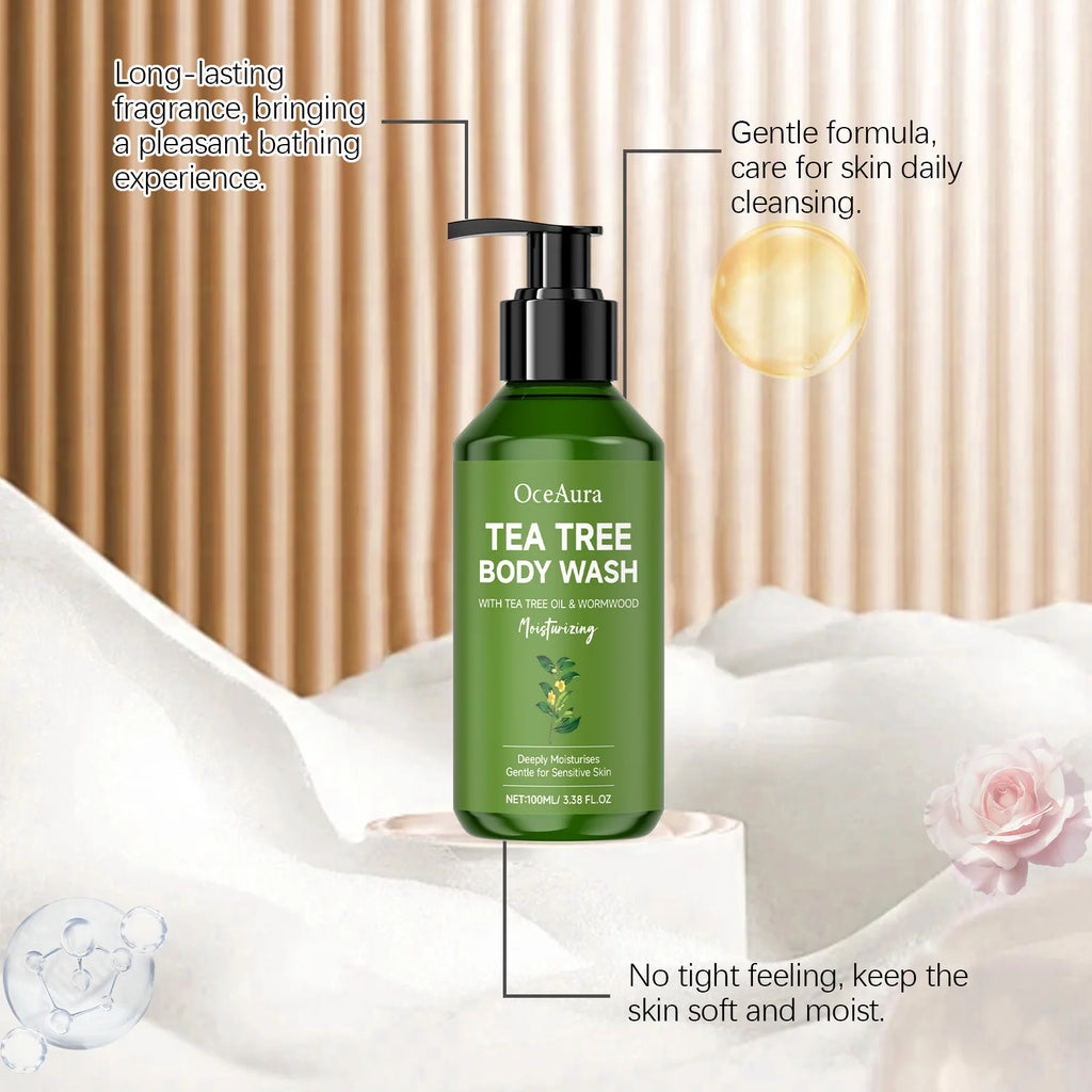 OceAura Tea Tree Body Wash Soothing Skin Relieve Skin Dryness Remove Excess Sebum Long Lasting Fragrance Moisturizing Shower Gel