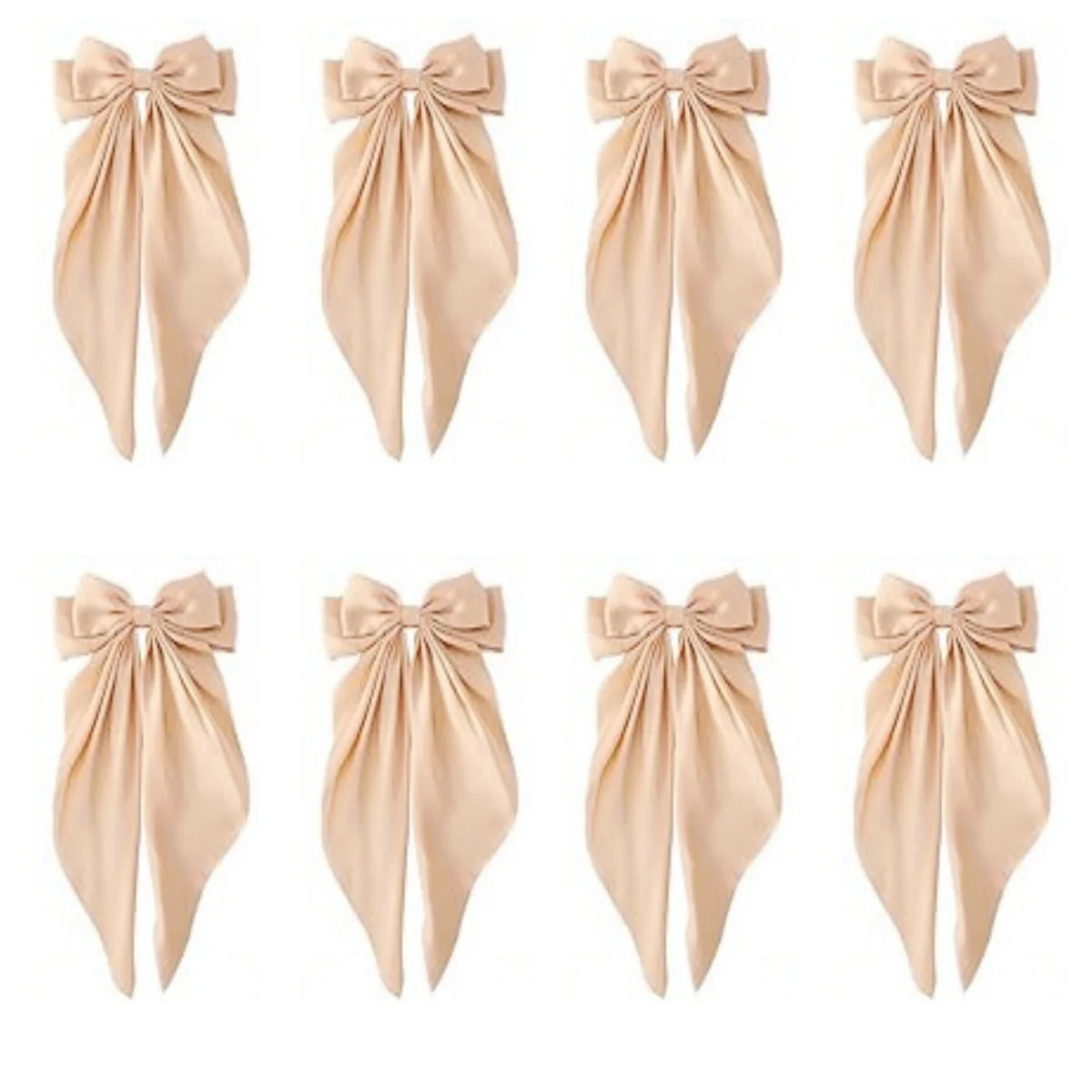 8 Ladies Satin Large White pink Red Blue Black Ribbon bow Oversized bow Long tail hair clip spring clip ponytail Hair accessorie