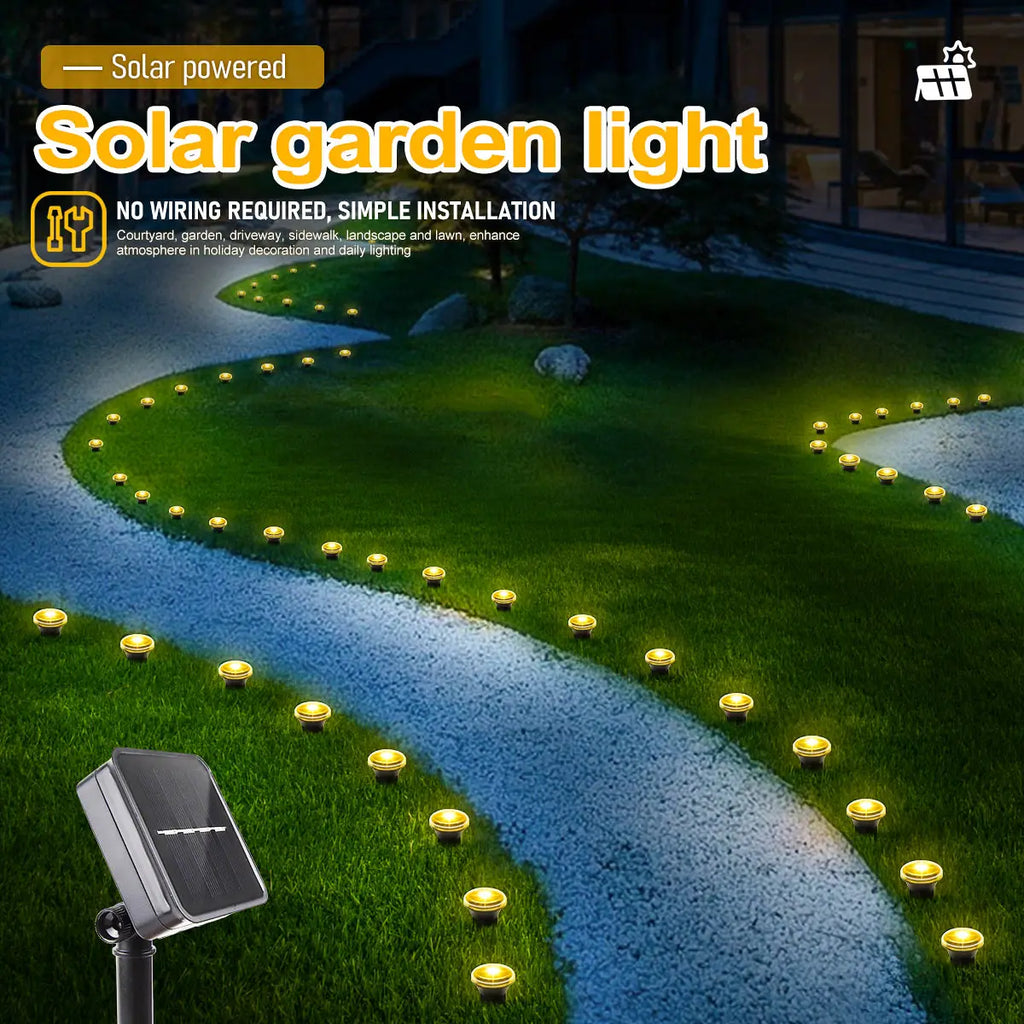 Solar LED Garden Pathway Light 15/30LEDS 8 Modes Outdoor Waterproof Lawn Lamp for Camping Weddings Christmas Holiday Lighting