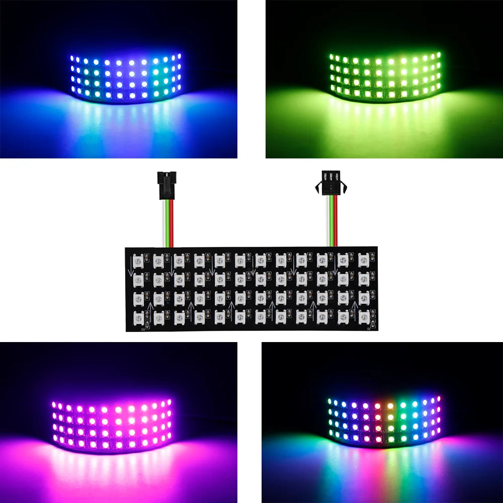 4x12 8x8 16x16 8x32 WS2812 RGBIC Led Digital Matrix Panel Lights WS2812 Flexible Addressable Spliceable Pixel Module Screen DC5V