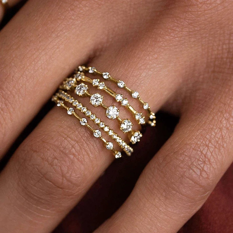 CAOSHI Gorgeous Stylish Wedding Party Rings with Multi-layer Zirconia Female Luxury Fashion Finger Accessories Delicate Jewelry