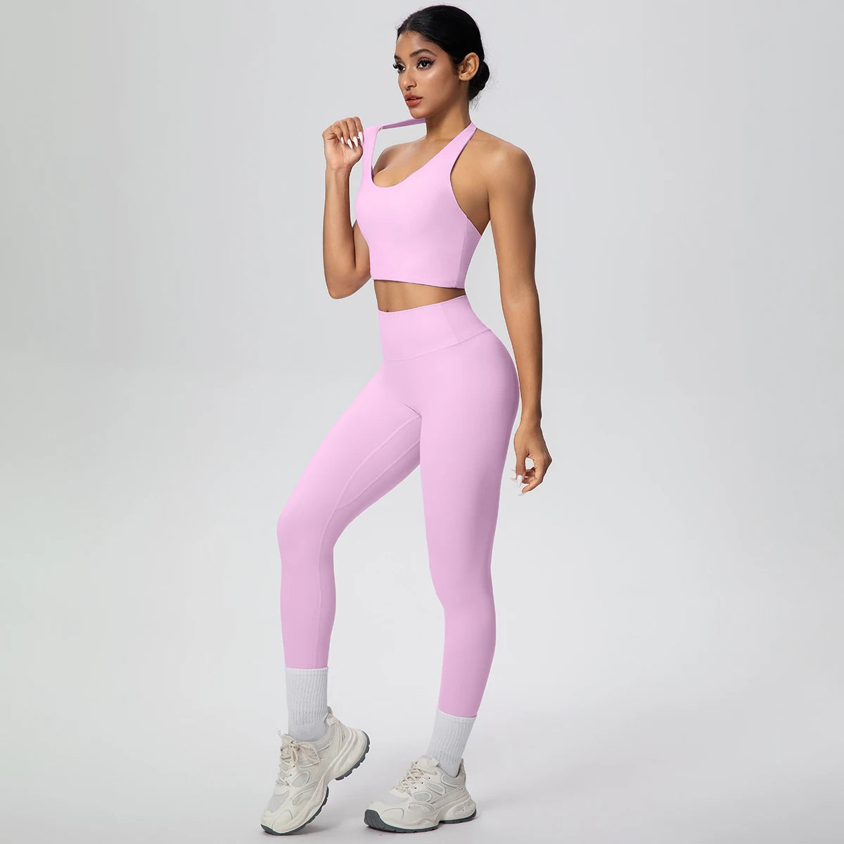 2PCS/set Yoga Set for Woman's Sexy Backless Halter Bra Sports Top Quick Drying Legging Summer Gym Fitness Pants Yoga Set