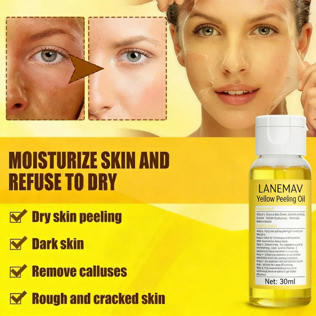 Yellow Peeling Oil Body Cleansing Exfoliation For Tender Glowing Skin Finger Joint Whitening Moisturizing Care Beauty Products