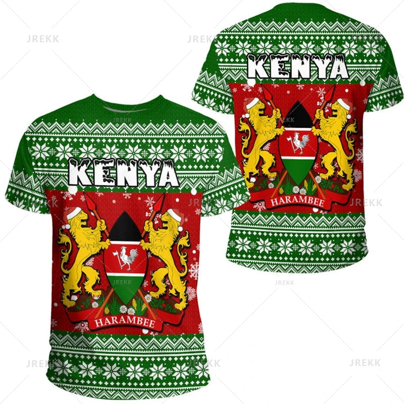 Kenya National IndependenceDay 3D Printed T Shirt The Republic-of Kenya Emblem Falg Graphic Short Sleeves Vintage Tee Shirts Top