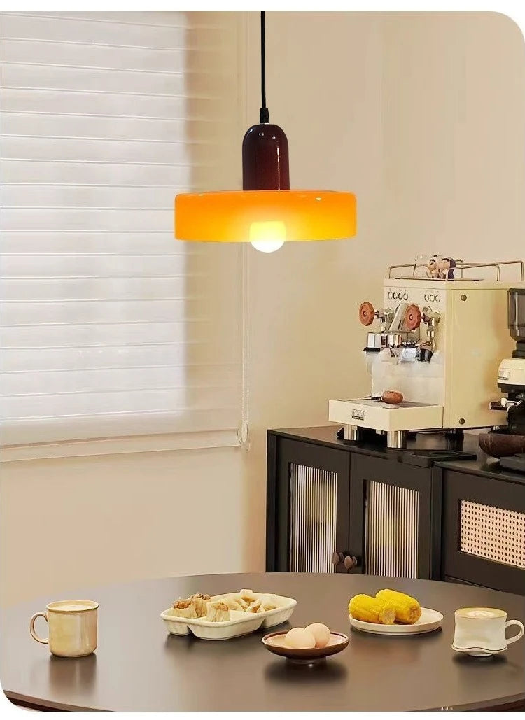Japanese Bauhaus Glass Pendant Lights for Study Homestay Classical Atmosphere Ceiling Chandeliers LED Lamps Medieval Fixtures
