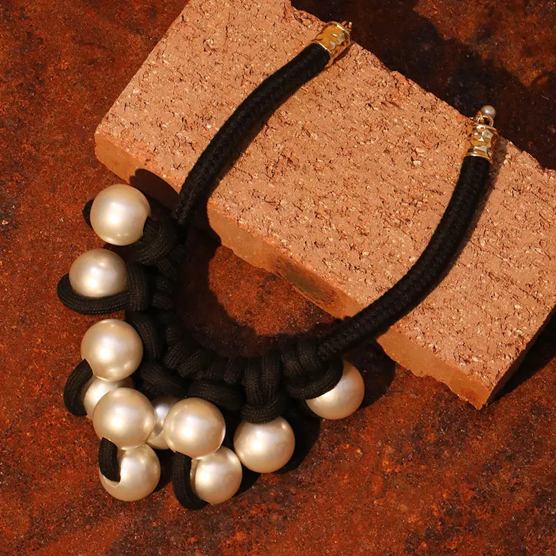 Statement Necklace with Big Pearls Design for Women Trendy Wedding Party Jewelry