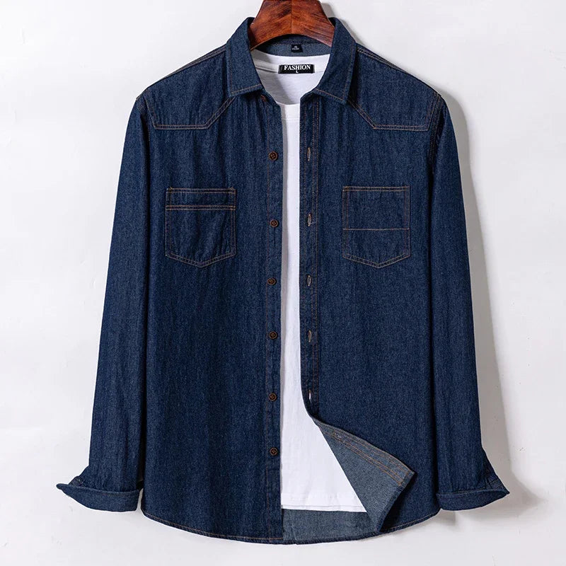2025 Denim Pure Cotton  Long-Sleeve With Pocket Design Shirt Classic  Fashion Embroider Comfortable Clothes