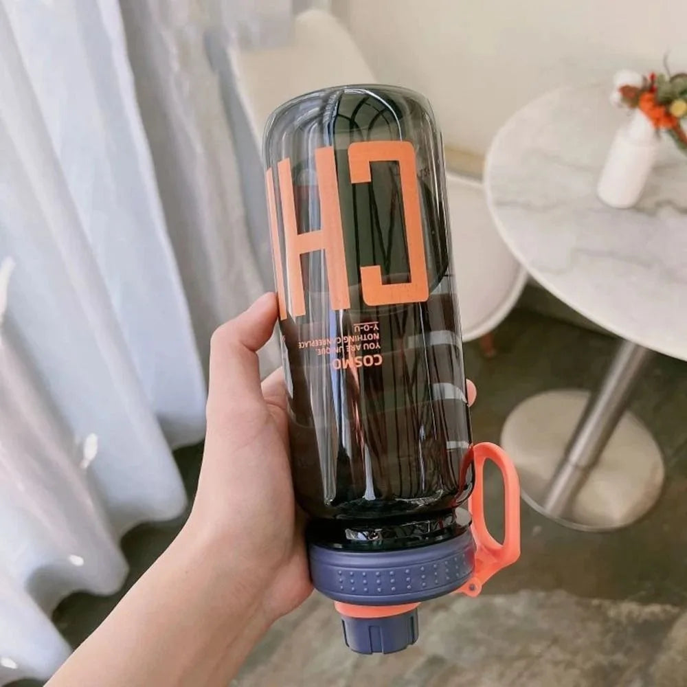 0.6L/0.8L/1L Large Capacity Water Bottles Lightweight Plastic Clear Drink Bottle with Handle Strap Leak Proof Travel Kettle