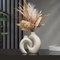 Minimalist White Ceramic Vase Set of 2 Hollow Nordic Modern Home Decor