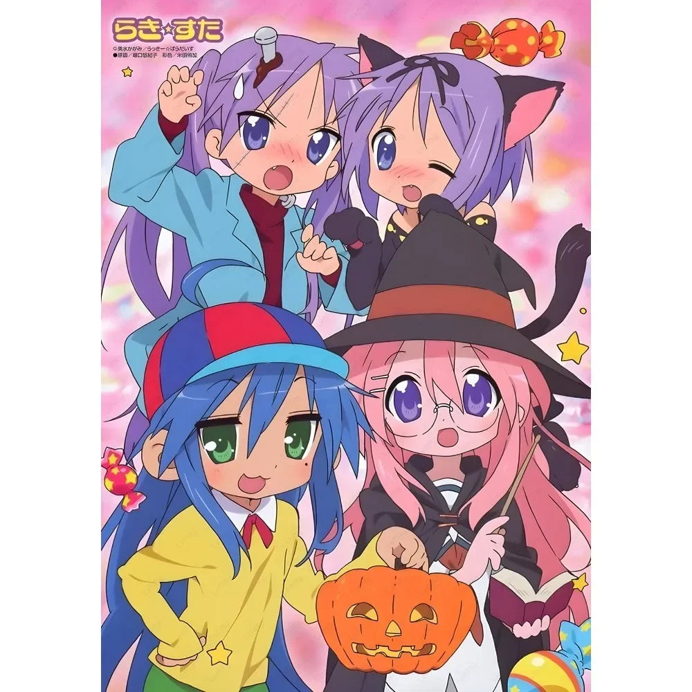 Anime Lucky Star Poster Fancy Wall Art Poster Canvas Printing Bedroom Office  Home Living Bed Room Bar Aesthetic Decor Gift