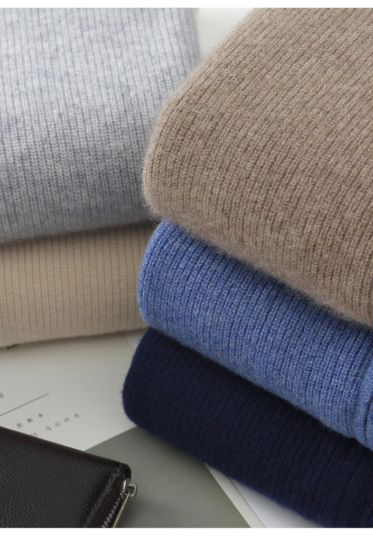 Autumn and Winter 100% Pure Cashmere Cardigan Men's Hoodie Zipper Thick Sweater Loose Plus Size Wool Knitted Sweater Coat