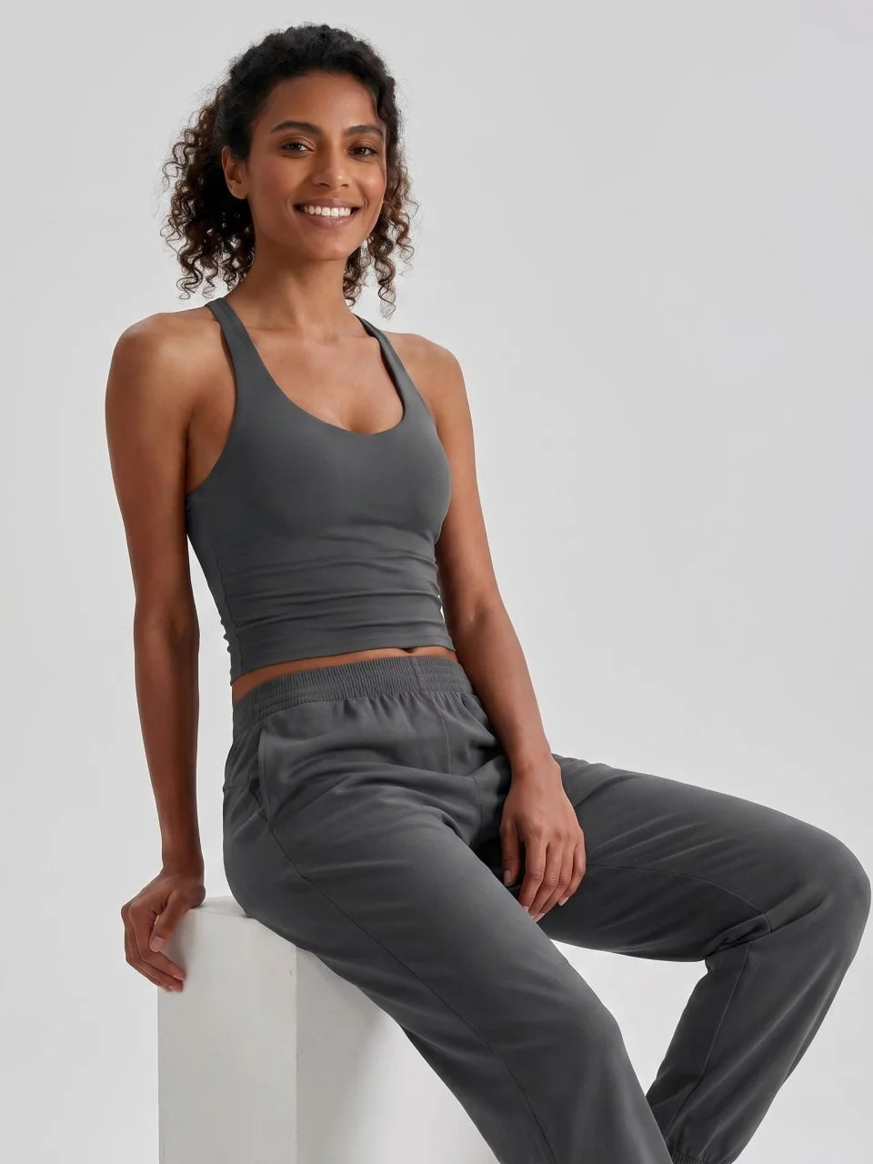 Longline Yoga Tank Top with Built in Bra Women Quick Dry Gym Camisole Workout Shirts Soft Slim Fit Sports Vest Athleisure