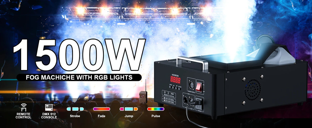 Yiflamefly 1500W Smoke Machine With 24RGB LEDs Vertical Fog Machine Stage Lighting  Spray Fogger For DJ Show Weeding Party Show