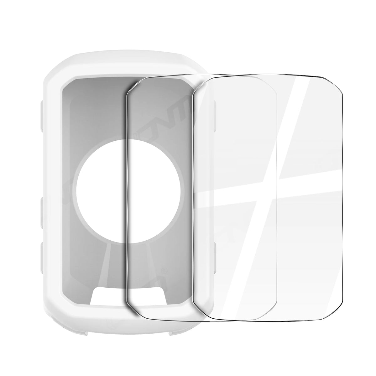 2-in-1 Kit: Silicone Case & 2 Tempered Glass for Garmin Edge 550/850 GPS Bike Computer, Protective Cover + Dual Screen Guards