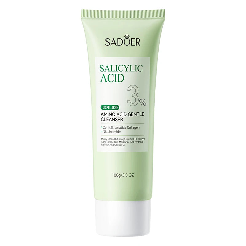 Salicylic Acid Face Wash – Oil Control Deep Cleansing Foaming Cleanser for Oily Acne-Prone Skin, Gentle Amino Acid Formula