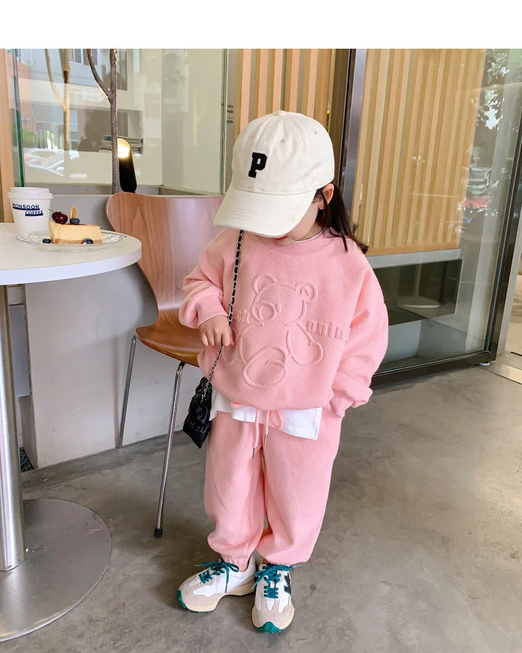 2026 Spring Children's Spring Clothes Round Neck Long Sleeve Sweater Boys and Girls Trendy Baby Stylish Children's Clothing 2PCS