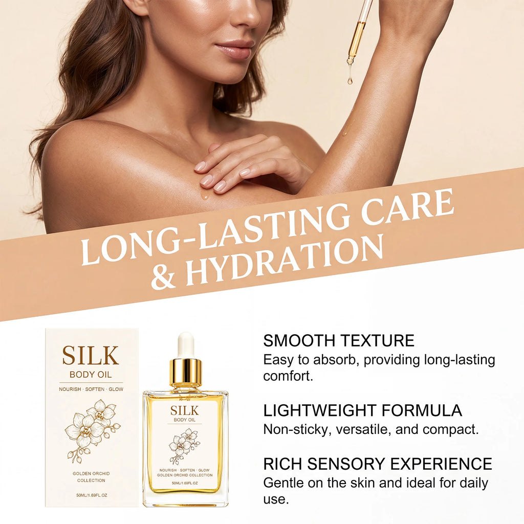 Silk Body Oil Perfume Oil Visibly Firming Anti Aging Moisturizing Instantly Improve Elasticity Non-Greasy Face Body Essence Oil