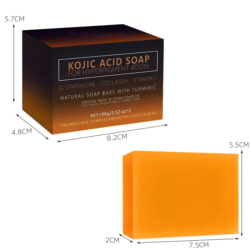 Kojic Acid Soap Turmeric Vitamin C Retinol Shea Butter Olive Oil Hyaluronic Acid Daily Facial Body Cleansing Natural Soap Bar