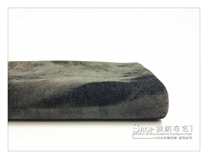 Fashion Tie-dye Black Denim Fabric By The Meter for Hats Clothing Skirts Sewing High-grade Thickend Jeans Needlework Comfortable