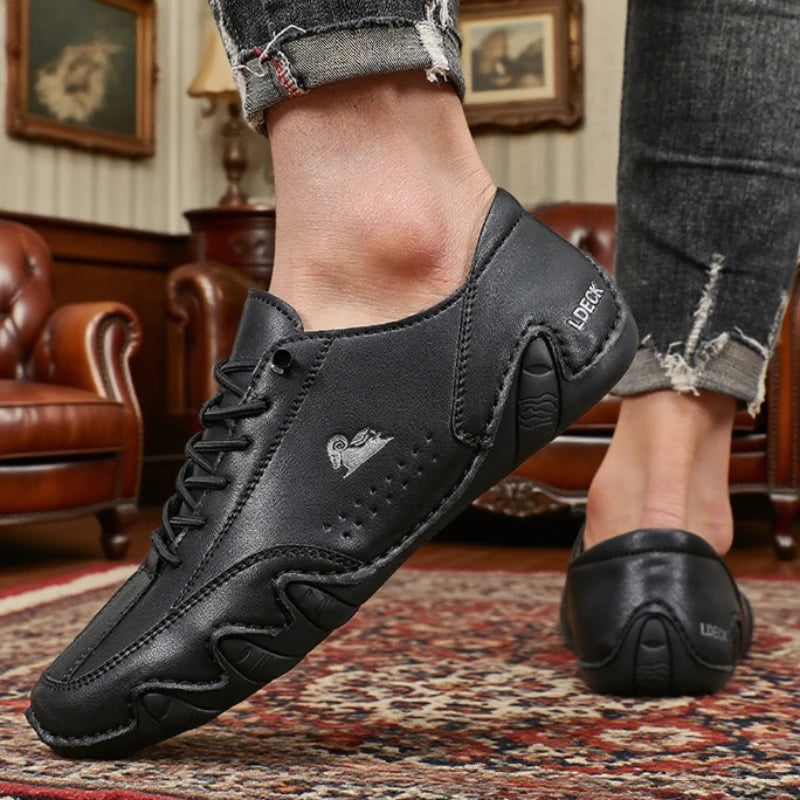 Men's Suede Leather Casual ShoesLace Up Driving Shoe Comfortable Lightweight Loafers for Daily Wear Outdoor Activities Man Shoes
