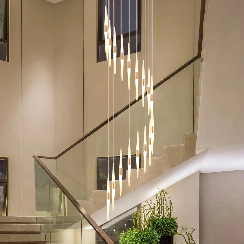 Led Pendant Lamps for Stairs Attic Living Room Bedroom Kitchen Staircase Ceiling Lighting Indoor Home Decoration Long Chandelier