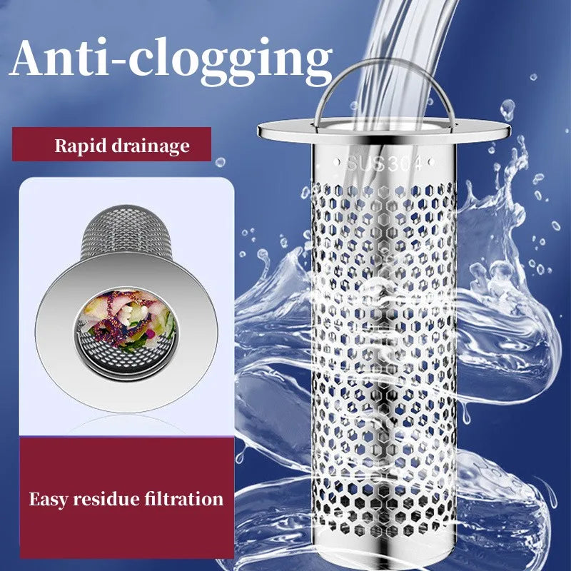 Floor Drain Filter Mesh Anti-Clogging Sink Strainer Food Hair Stopper With Handle Anti-Pest Sealing Cover Shower Leak Net