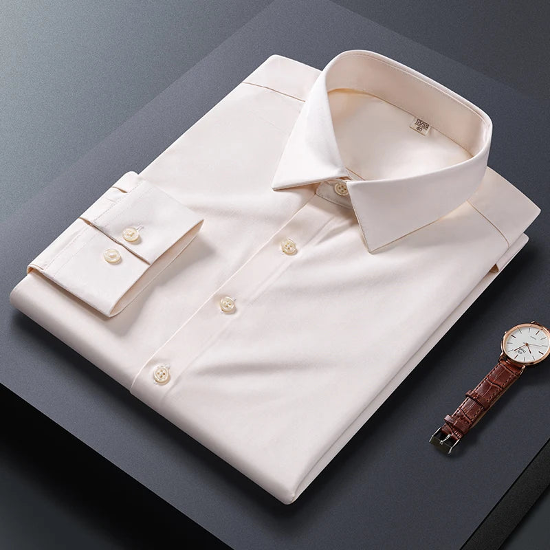 Men Shirt Glossy Long Sleeve Plus Size 5XL 6XL 7XL Oversize Loose Casual Dress Shirt Autumn Comfortable Office Work Business