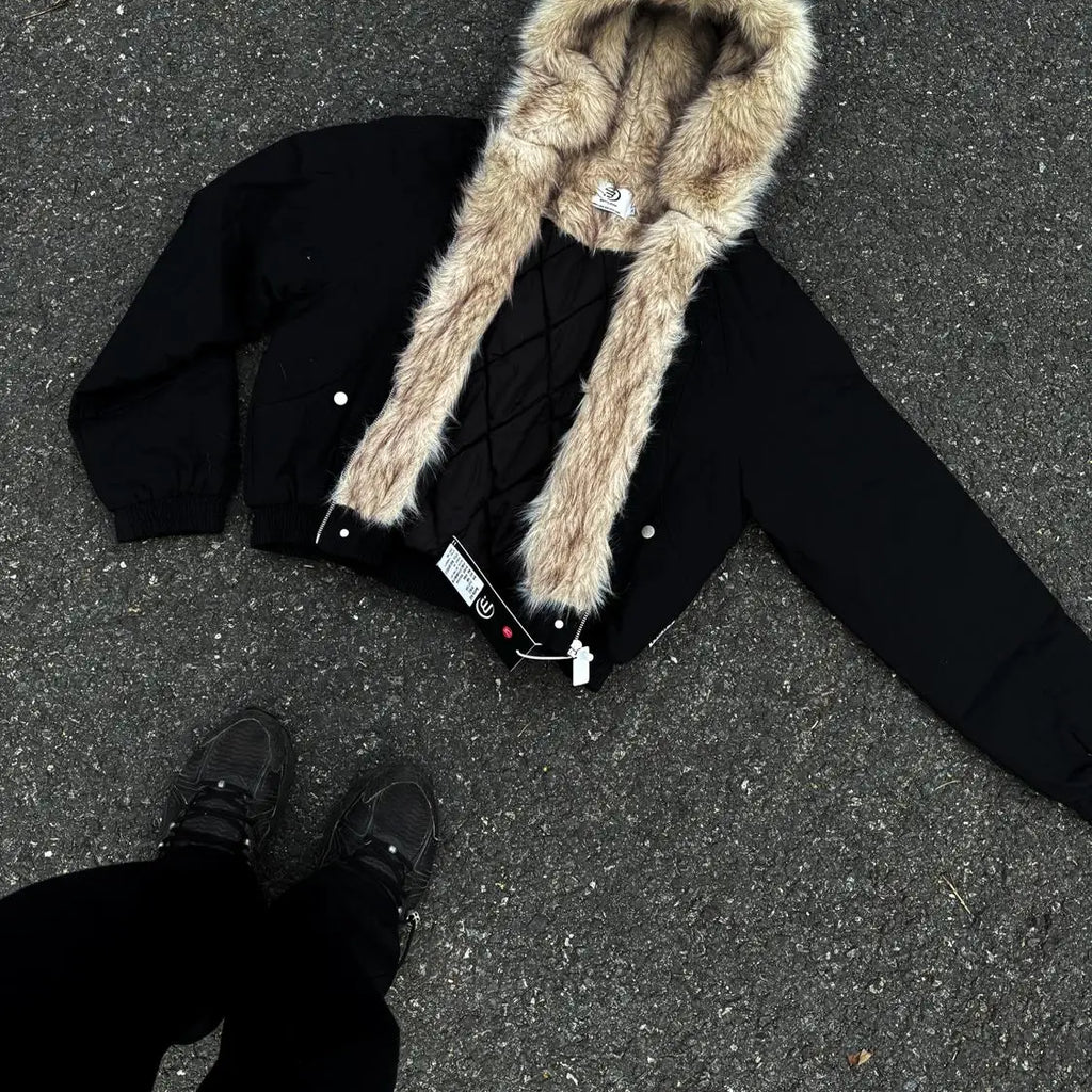 American Retro Lamb Fleece Cotton Jacket Winter Thickened Keep Warm Fur Collar Jacket Zipper Hoodie Loose Coat men clothing