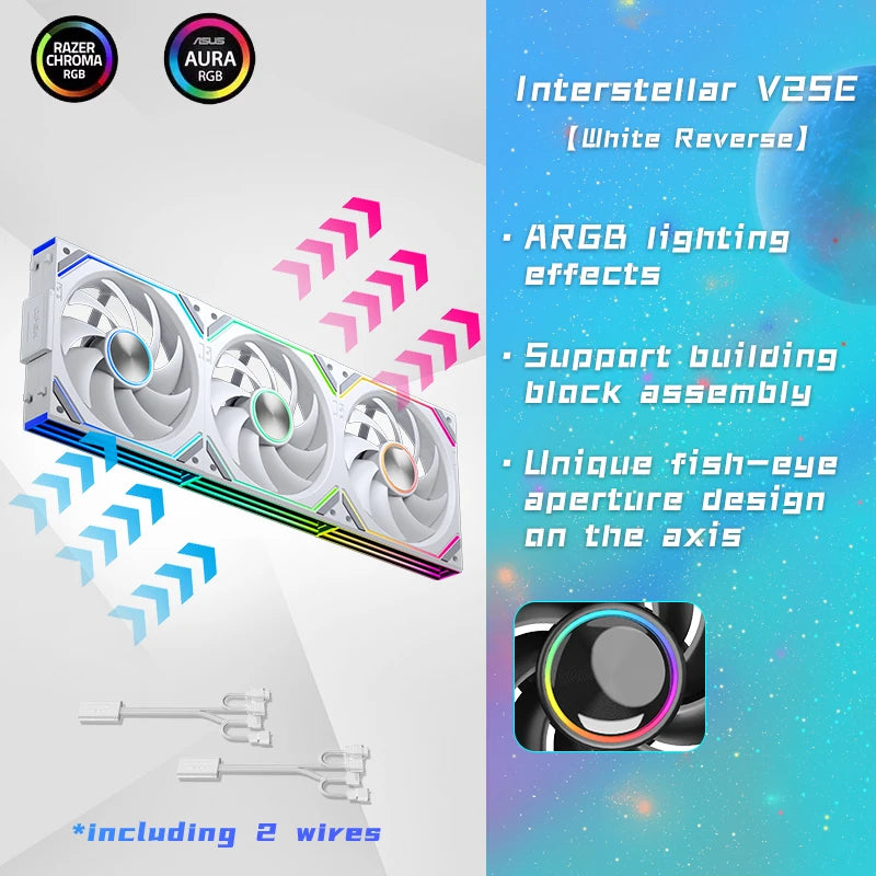 Jungle Leopard V2 SE 120mm Reverse Fan ARGB PWM PC Case Fan with Hydraulic Bearing White Spliceable Low Noise