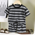 New Summer Children's Top and Bottom Clothes Set Striped Cotton Casual Sports Short Sleeve Two Piece Set for Children 0-5 Years