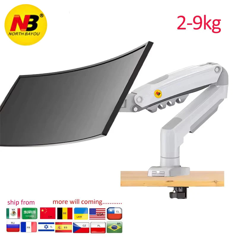 NEW NB F80 2-9kg Popular 17"30" Monitor Screen Desktop Stand Computer Bracket Gas Spring Long Arm Clamp Grommet Hole 360 Rotate