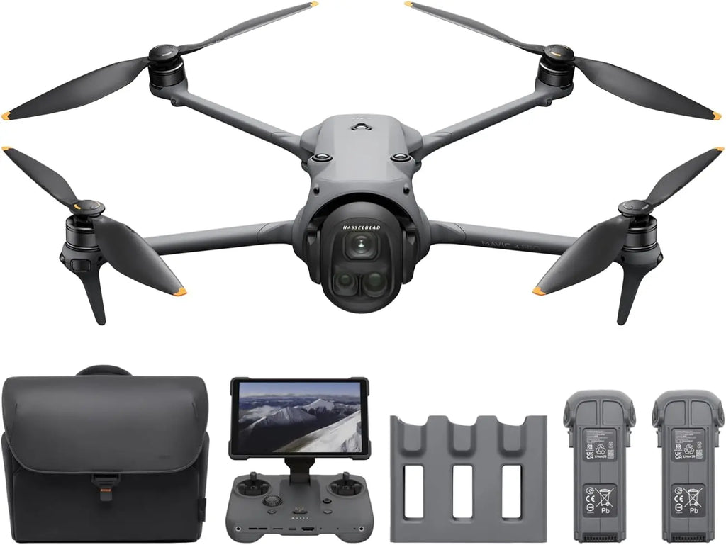 Refurbished DJI Mavic 4 Pro Flagship Tri-Camera Drone with 100MP 4/3 CMOS Hasselblad Camera, 30km/18.6mi Video Transmission, 51-Min Max Flight Time, Charging Hub, and More