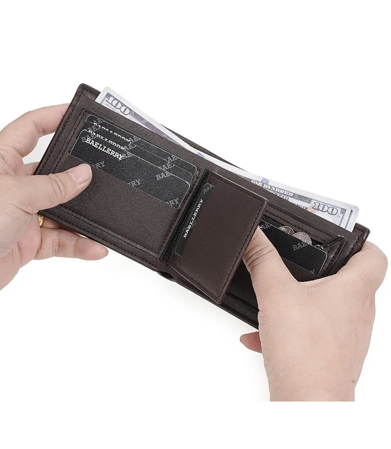 Baellerry Men RFID Wallets New Short Card Holder Simple Male Purses Photo Holder Small Coin Bag Zipper Wallet For Men