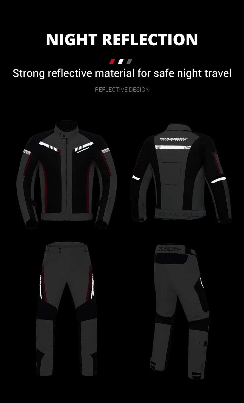 Men Waterproof Motorcycle Jacket Night High Visible Motorbike Racing Jacket Motorcycle Pants Moto Clothing With EVA Protection