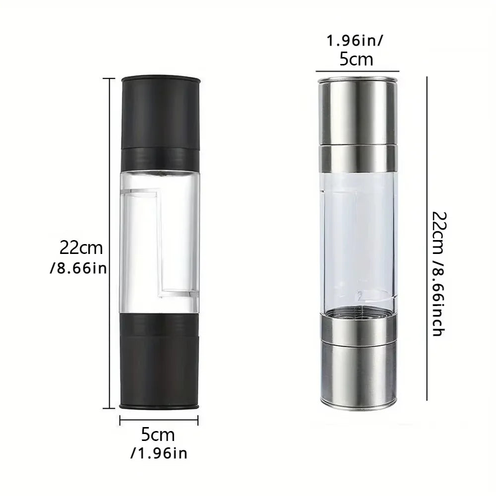 Double Head Pepper Grinder Stainless Steel Spice Bottle Pepper Mill Manual Spice Grinder Mill Household Kitchen Gadgets