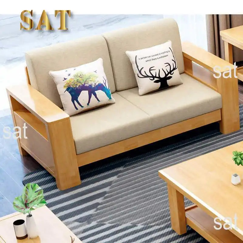 *# Modern Chinese Solid Wood Sofa Set Classic Living Room Small Household Furniture 1 2 3 Combination Sectional Fabric Sofa