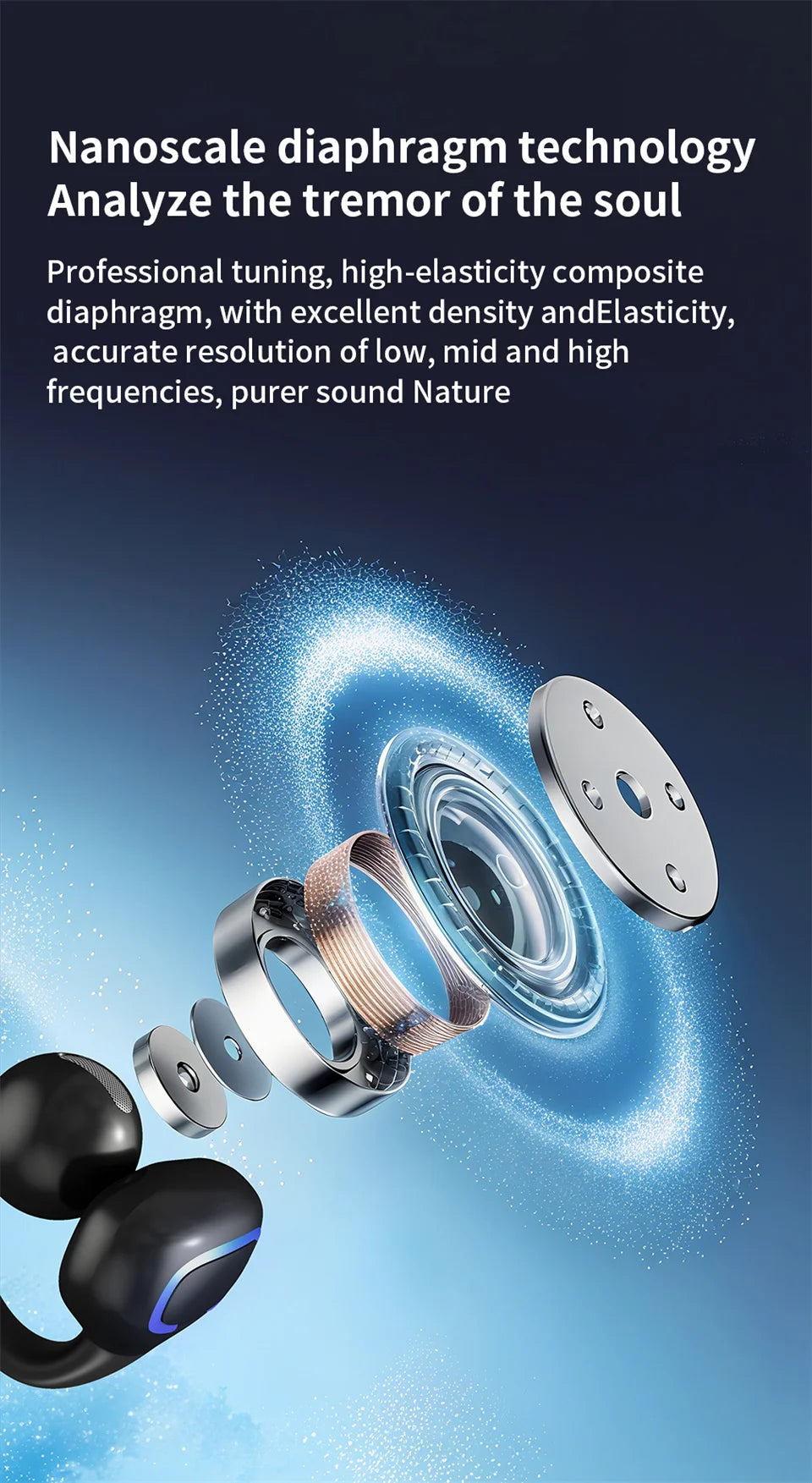 Earphone Clip Wireless Bluetooth Headphone Air Conduction Headset High Quality TWS Auriculares Sport Noise Canceling With Mic