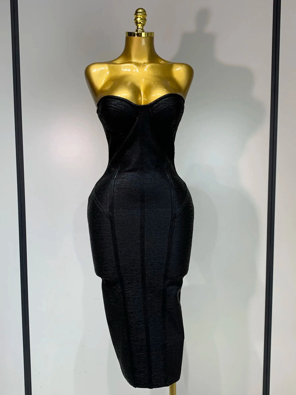 Women Sexy Gold Strapless Bodycon Bandage Dress 2025 Fashion Celebrate Evening Party Luxury Birthday Wedding Guest Dress