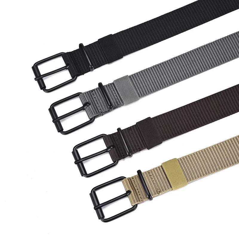 Men's Belt Porous Canvas Pin Buckle Leather Belt Outdoor Sports Belt Women's Trendy Eyelet Belt With Jeans Belt For Men Women
