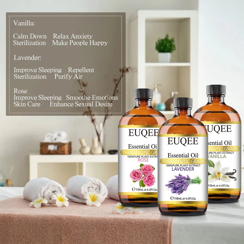 EUQEE 118ML Oregano Jasmine Lavender Essential Oil For Humidifier Diffuser Eucalyptus Aroma Oils For DIY Soap Candle