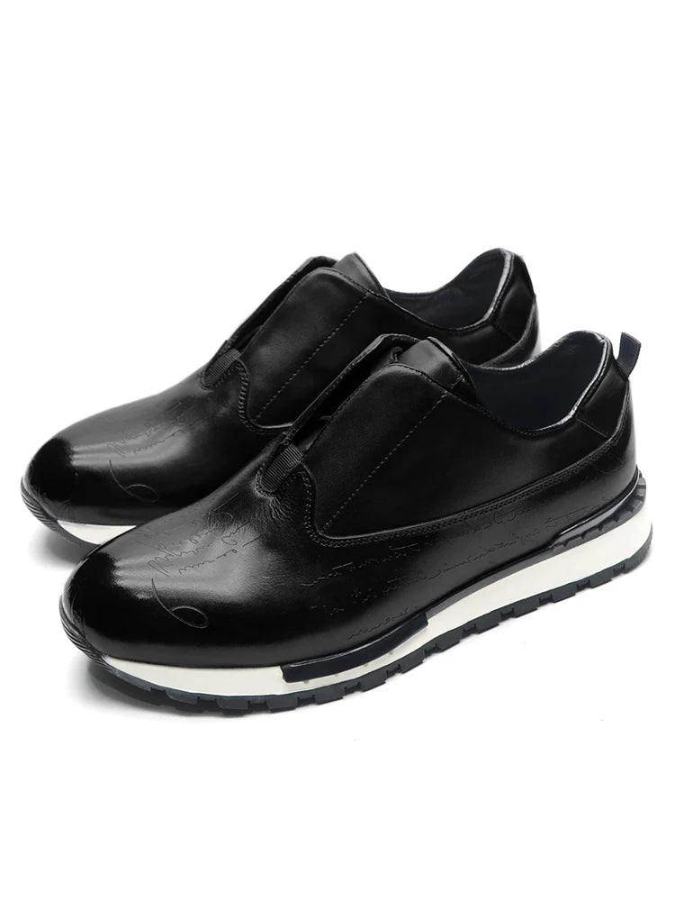 Men Shoes British Genuine Leather Shoes Comfortable Autumn 2026 New Lace Up Casual Shoes Crocodile Pattern Outdoor Men Sneakers