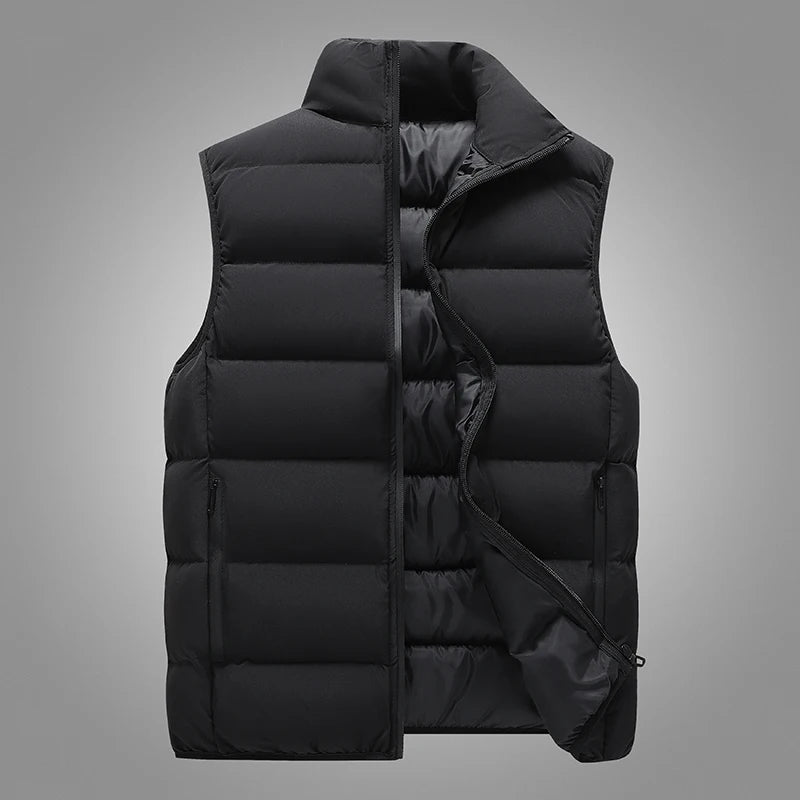 Male Stand Up Collar Vest Men Fashionable and Casual Waistcoats Thick New Vest for Autumn and Winter Men Cool and Warm Clothes